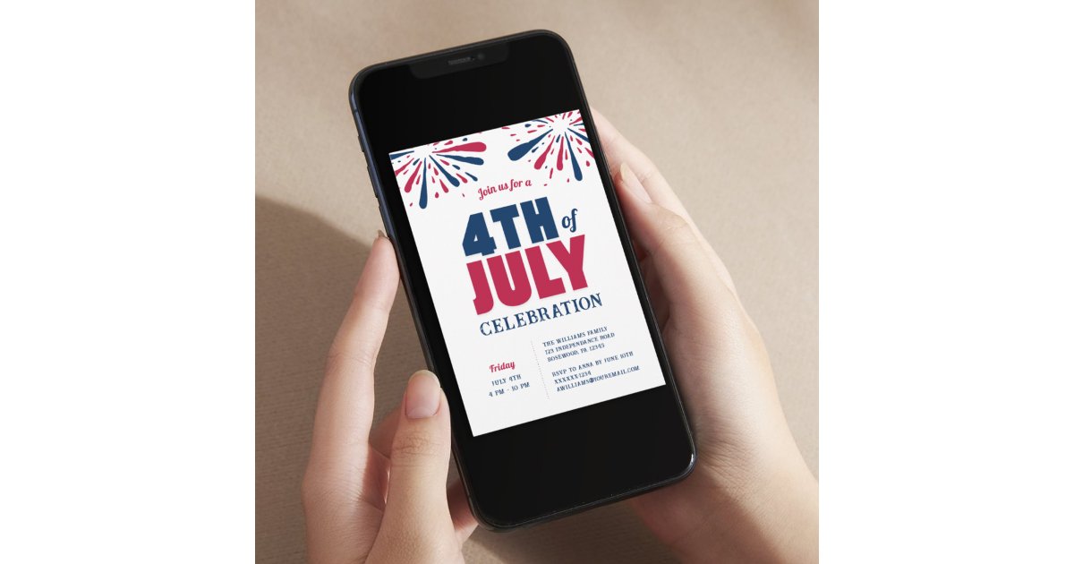 Modern 4th Of July Red White and Blue Celebration Invitation | Zazzle