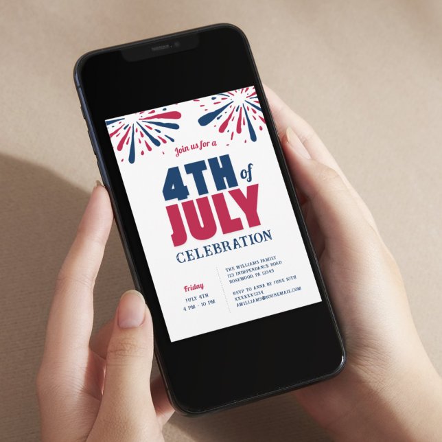 Modern 4th Of July Red White and Blue Celebration Invitation (Creator Uploaded)