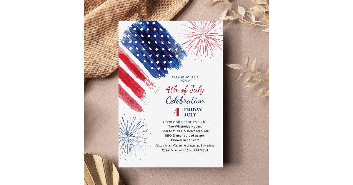 Modern 4th of July Red White Blue Independence Day Invitation | Zazzle