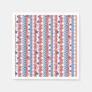Modern 4th of July Stars & Flag Party Patriotic Napkins