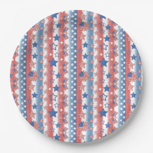 Modern 4th of July Stars & Flag Party Patriotic Paper Plates