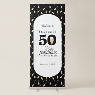 Modern 50 and Fabulous Birthday Party Retractable Banner