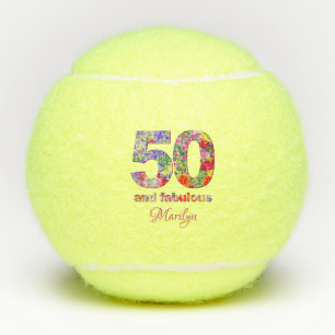 Modern 50 and Fabulous Gift - Floral Flowers Tennis Balls