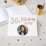 Modern 50 and Fabulous Photo 50th Birthday Party Foil Guest Book<br><div class="desc">Modern 50 and Fabulous Photo 50th Birthday Party Guest Book. Modern and simple design with trendy script 50 & Fabulous. A custom photo birthday guest book for her. Customize with the name and age and add your photo into the template.</div>