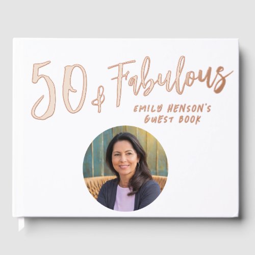 Modern 50 and Fabulous Photo 50th Birthday Party Guest Book