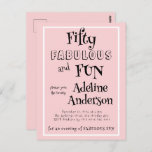 Modern 50 and Fabulous Pink 50th Birthday Party Postcard