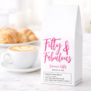 Modern 50 and Fabulous Pink 50th Birthday Party Roasted Coffee