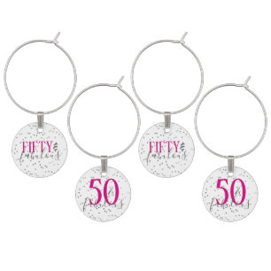 Modern 50 & Fabulous Birthday Confetti Wine Charms