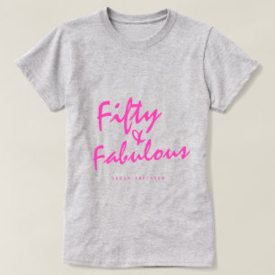 Modern 50 Fabulous Custom Name 50th Birthday Gift  T-Shirt
