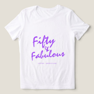Modern 50 Fabulous Custom Name 50th Birthday Gift Tri-Blend Shirt