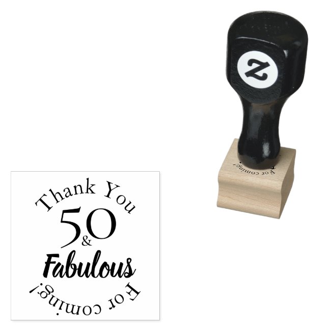Modern 50 & Fabulous Favour Message Design Rubber Stamp (Stamped)
