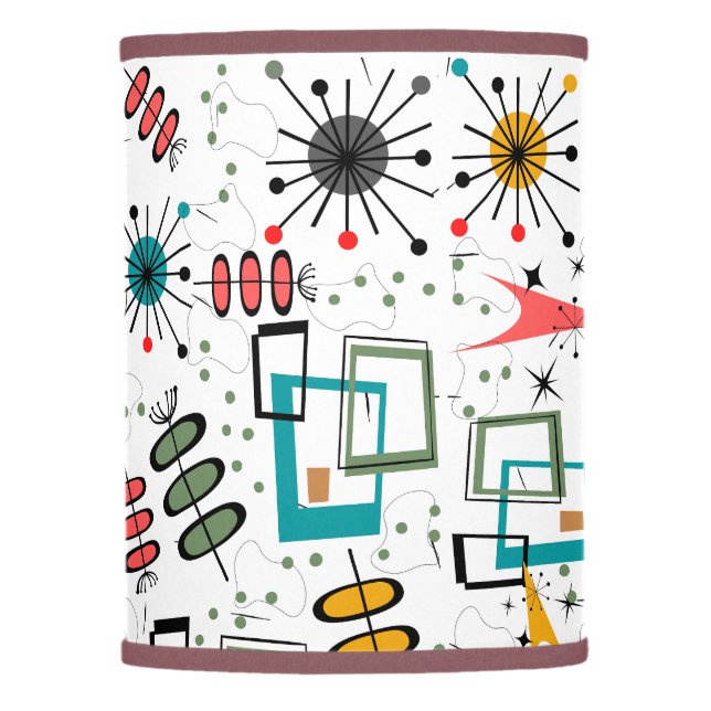 Modern 50s mid century starbursts and geometric lamp shade (Front)