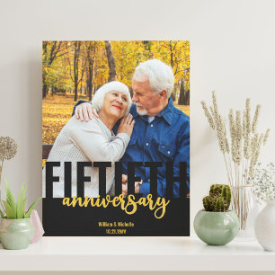 Modern 50th Anniversary Golden Wedding Photo Canvas Print