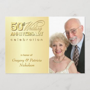 Modern 50th Anniversary Party - Photo Invitations by SquirrelHugger at Zazzle
