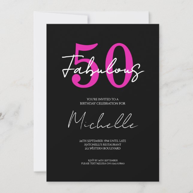 Modern 50th Birthday 50 and Fabulous Party Invitation (Front)