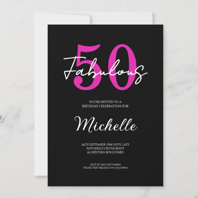Modern 50th Birthday 50 and Fabulous Party Invitation (Front)