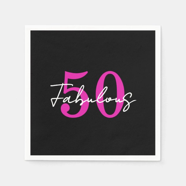 Modern 50th Birthday 50 and Fabulous Party Napkins (Front)