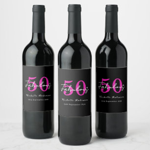 Modern 50th Birthday 50 and Fabulous Party Wine Label