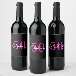Modern 50th Birthday 50 and Fabulous Party Wine Label