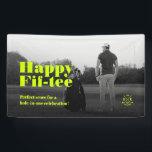 Modern 50th Birthday 60th birthday Golf Banner<br><div class="desc">Happy Father's Day 50th and 60th Birthday, Dad! (Yes you can change the text from fif-tee to six-tee and the number easily) Celebrate with a personalized golf-themed banner. Our 'Fore-ty Golf Monogram' design combines his love for golf and this milestone occasion on a bright neon yellow font color. Add his...</div>