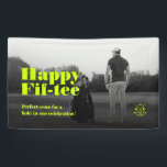 Modern 50th Birthday 60th birthday Golf Banner<br><div class="desc">Happy Father's Day 50th and 60th Birthday, Dad! (Yes you can change the text from fif-tee to six-tee and the number easily) Celebrate with a personalized golf-themed banner. Our 'Fore-ty Golf Monogram' design combines his love for golf and this milestone occasion on a bright neon yellow font color. Add his...</div>