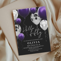 Modern 50th Birthday Black Silver Purple Balloons 