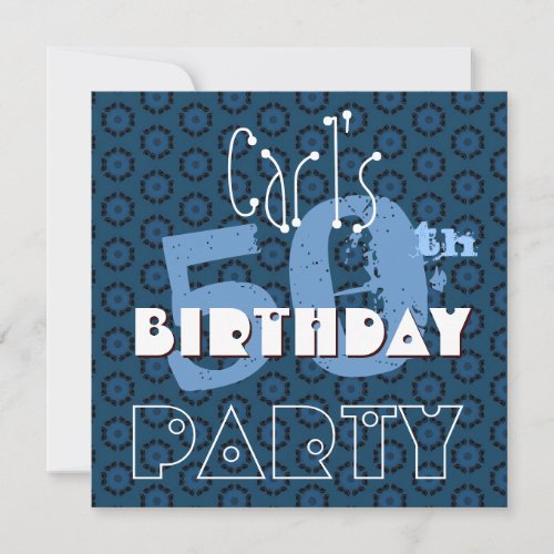 Modern 50th Birthday Blue Circles Template W360 Invitations