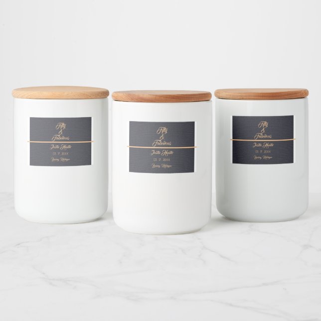 Modern 50th Birthday Gold Name Food Container      Label (Bottles)