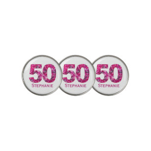 Modern 50th birthday golf ball marker pink initial