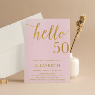 Modern 50th birthday hello 50 fiftieth birthday invitation