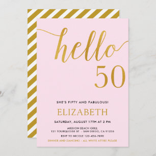 Modern 50th birthday hello 50 fiftieth birthday invitation