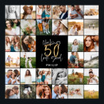 Modern 50th birthday multi photo script gift poster<br><div class="desc">Modern minimal multi photo script 50th birthday poster gift. Ideal gift available for mums,  dads,  grand,  grandad of any family member. Stunning elegant script text. Black,  white and gold design.</div>
