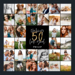 Modern 50th birthday multi photo script gift poster<br><div class="desc">Modern minimal multi photo script 50th birthday poster gift. Ideal gift available for mums,  dads,  grand,  grandad of any family member. Stunning elegant script text. Black,  white and gold design.</div>