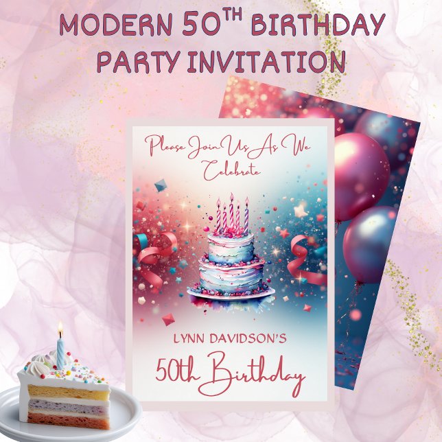 Modern 50th Birthday Party  Invitation (Modern 50th Birthday Party Invitation)