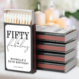 Modern 50th Birthday Party Matchboxes