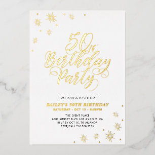 Modern 50th Birthday Party Real Foil Invitation