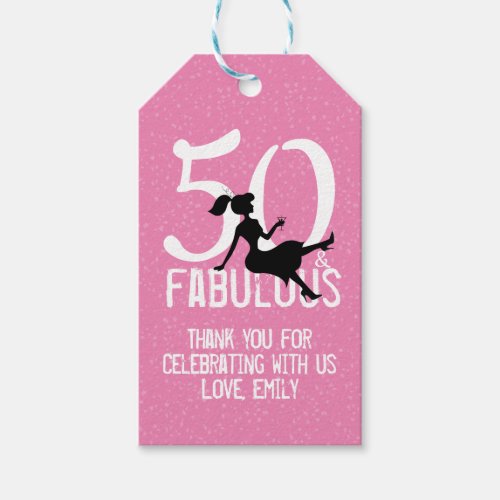 Modern 50th Birthday Party Thank You Favors Pink Gift Tags