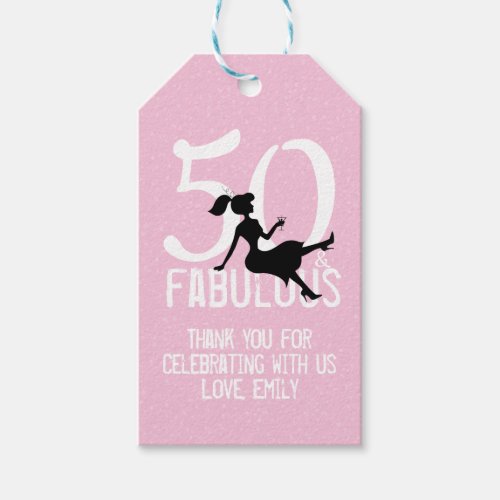 Modern 50th Birthday Party Thank You Favors Pink Gift Tags