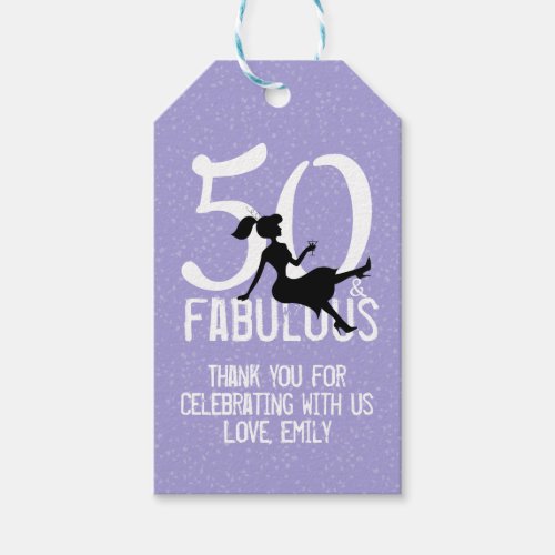 Modern 50th Birthday Party Thank You Favors Purple Gift Tags