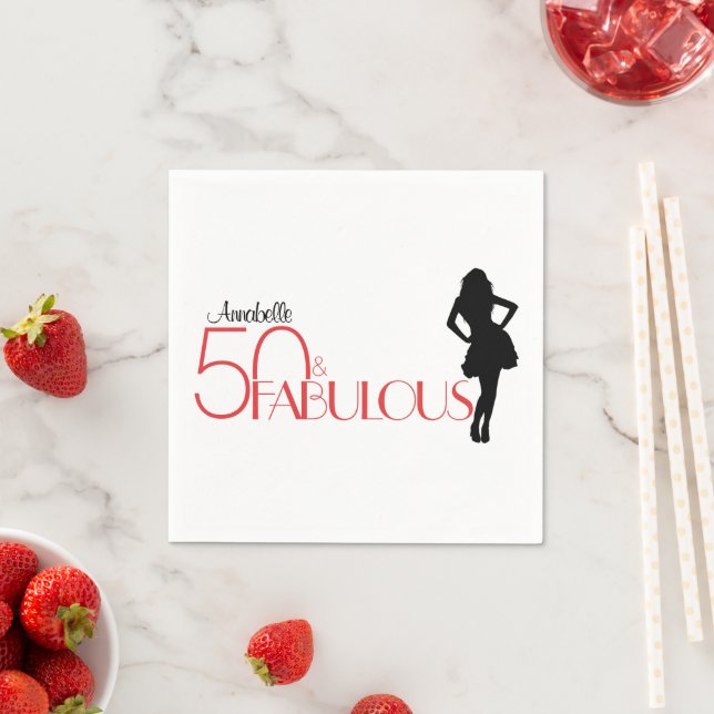 Modern 50th Birthday Personalized 50 & FABULOUS Napkins (Insitu)
