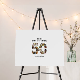 Modern 50th Birthday Photo Collage Message Foam Board