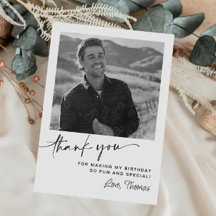 Modern 50th Birthday Photo Thank You Card