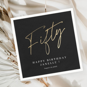 Modern 50th birthday simple stylish elegant script napkins