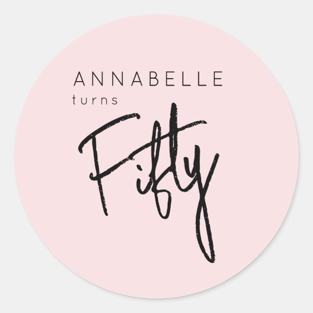 Modern 50th Fifty Fiftieth birthday Classic Round Sticker (Front)