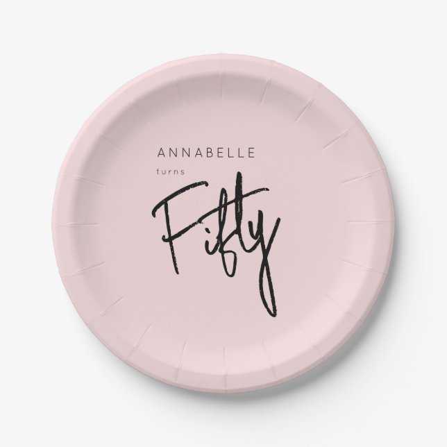 Modern 50th Fifty Fiftieth birthday Paper Plates (Front)