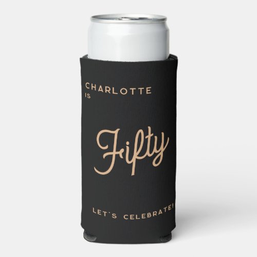 Modern 50th Fifty Fiftieth Birthday Seltzer Can Cooler
