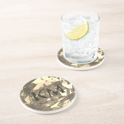 Modern 50th Wedding Anniv Golden Wedding Premium  Coaster