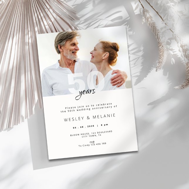 Modern 50th Wedding Anniversary with Photo Invitation (modern 50th wedding anniversary invitation with photo)