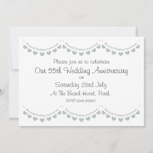 Modern 55th Emerald Wedding Anniversary Invitation