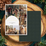 Modern 5 Photo Collage Arch Merry Christmas Photo Foil Holiday Card<br><div class="desc">Elevate your holiday greetings with our Foil Holiday Card. Showcasing a beautiful 5-photo collage and a graceful arch overlay on the top left photo, highlighted by "Merry Christmas" in luxurious gold foil script calligraphy. Customize it with your family name and year in chic typography. The reverse side features a deep...</div>